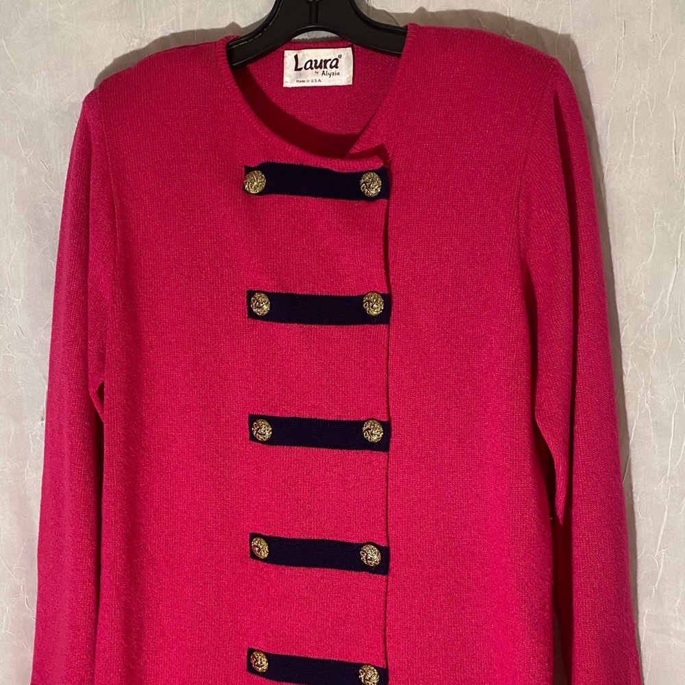Vintage Double Breasted Hot Pink  Sweater By Laura By Alyzia